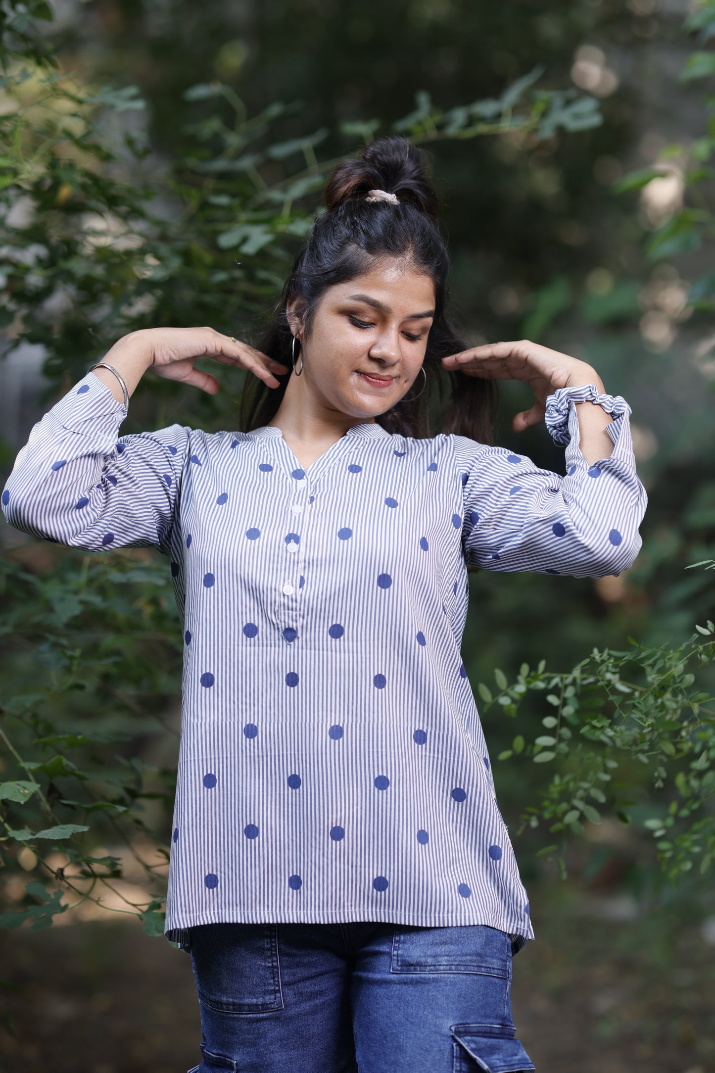 White Polka Noory Tunic Top