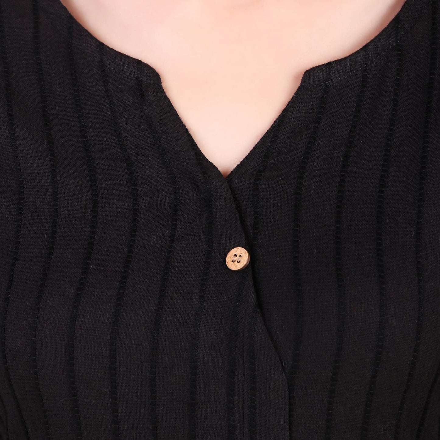 Black Solid Knee Length Kurta