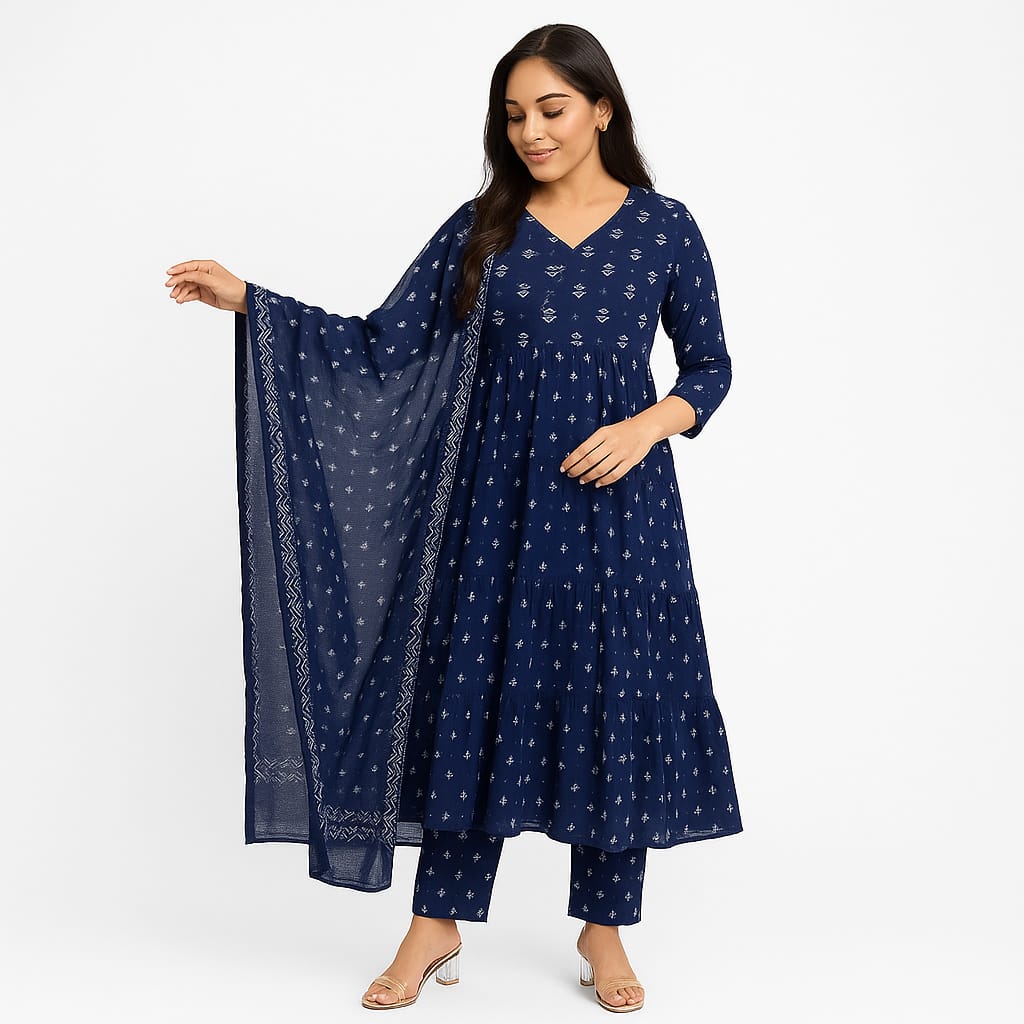 Blue Aline INF Kurta Set