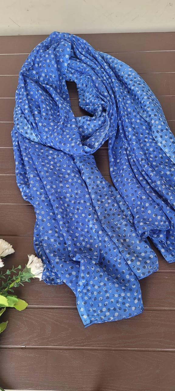 Blue Polka Print Scarf