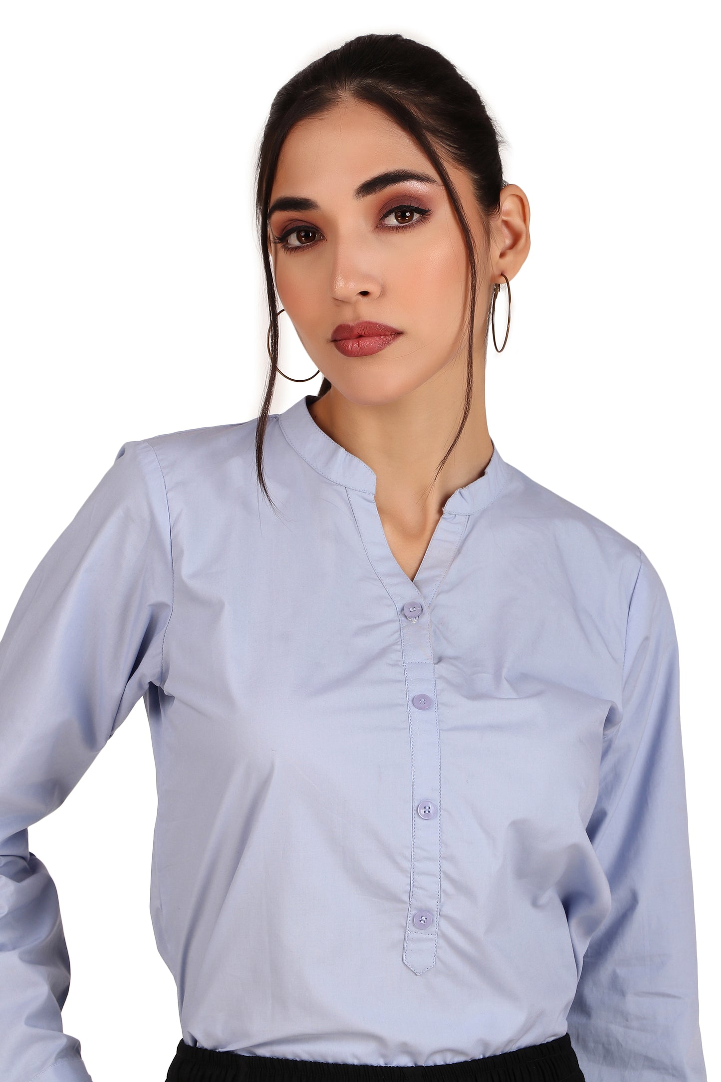 Pastel Blue Solid Noory Tunic Top