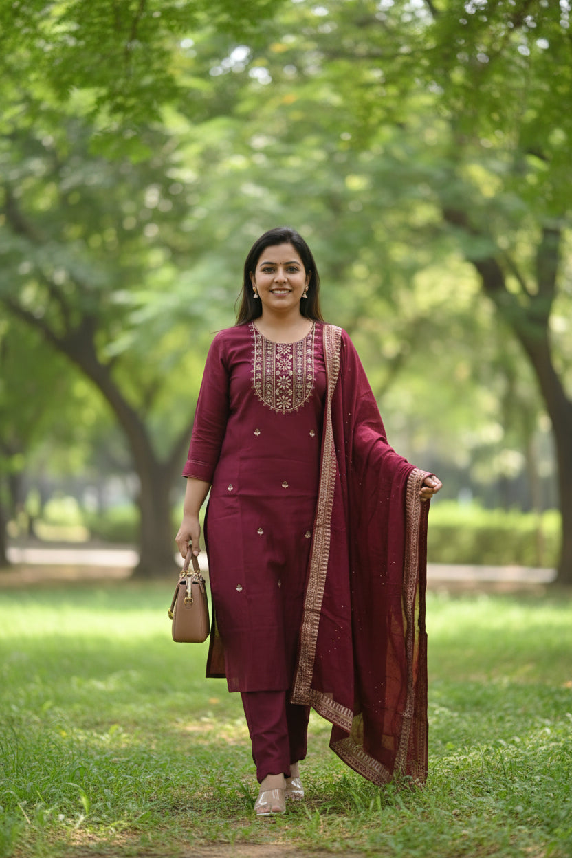 Maroon Vanhula Kurta Set