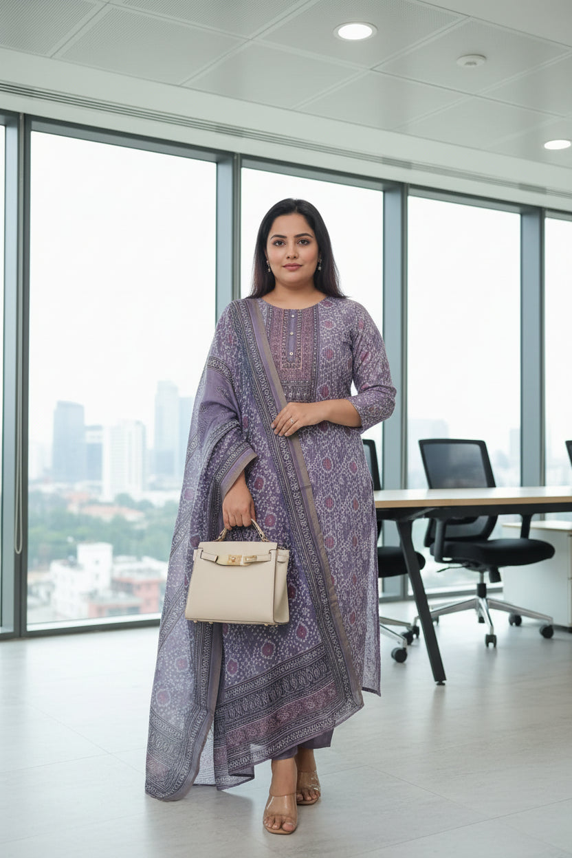 Metallic Purple Vanhula Kurta Set