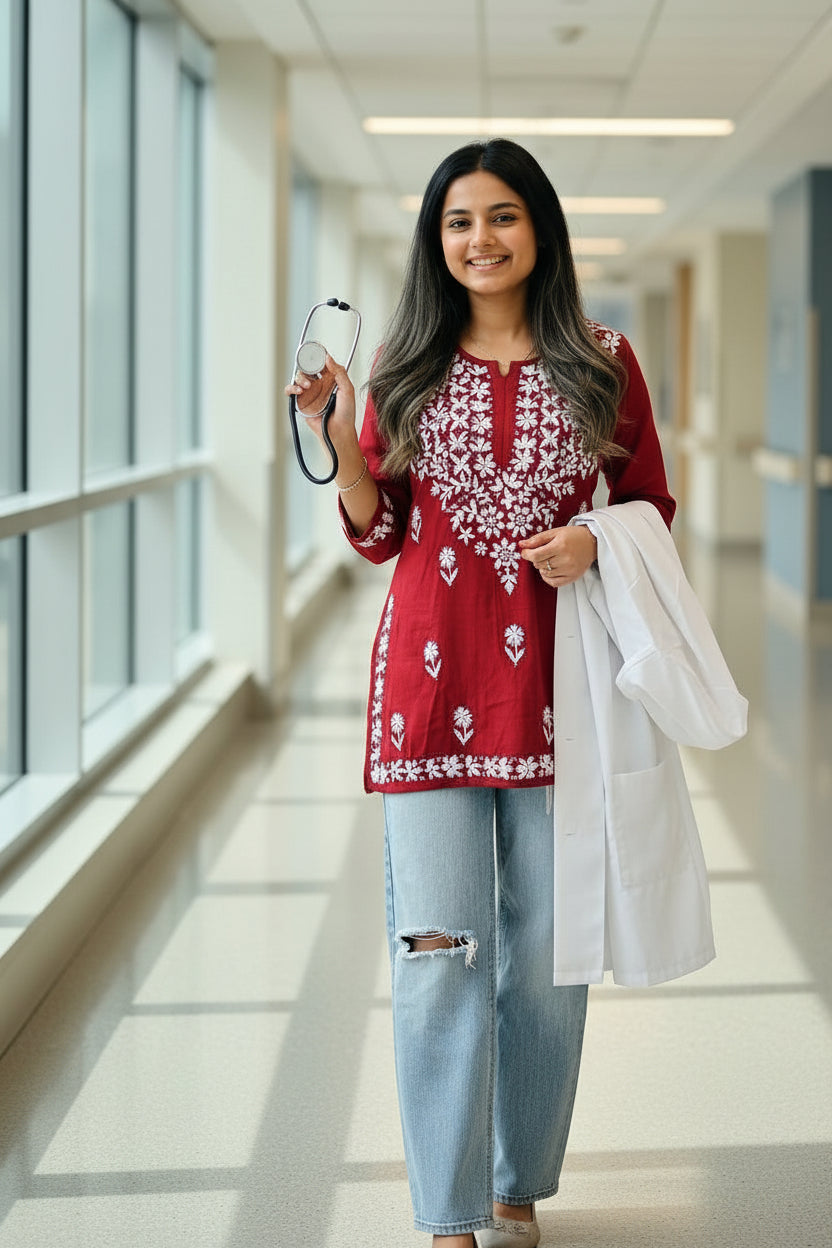 Red Chicky Short Kurta