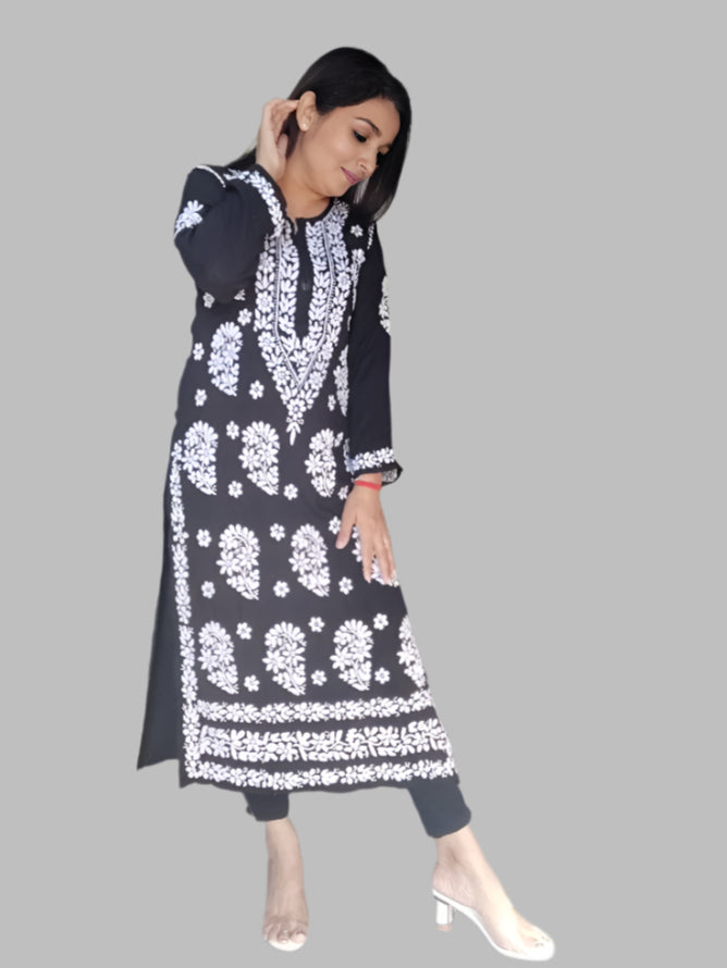 BLACK PREMIUM MODAL CHIKANKARI KURTA