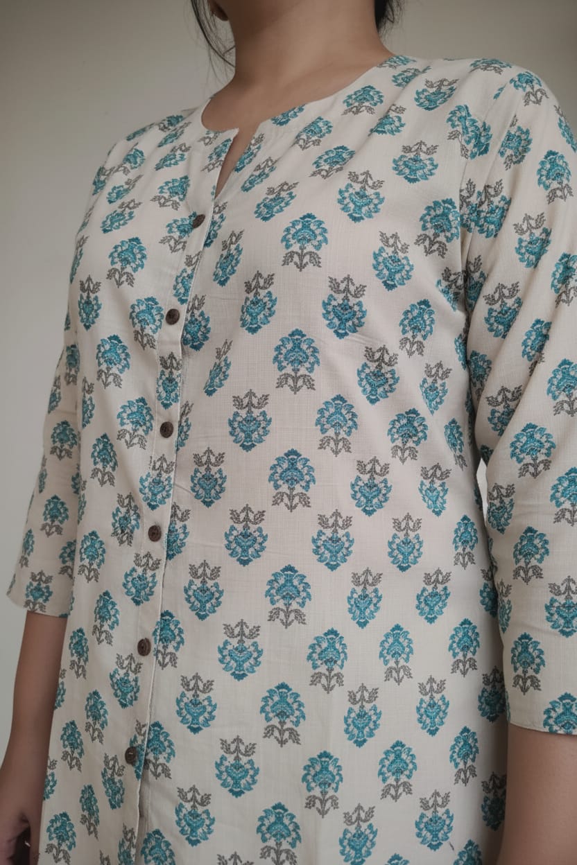 Blue Floral Handy Novy Short Kurta