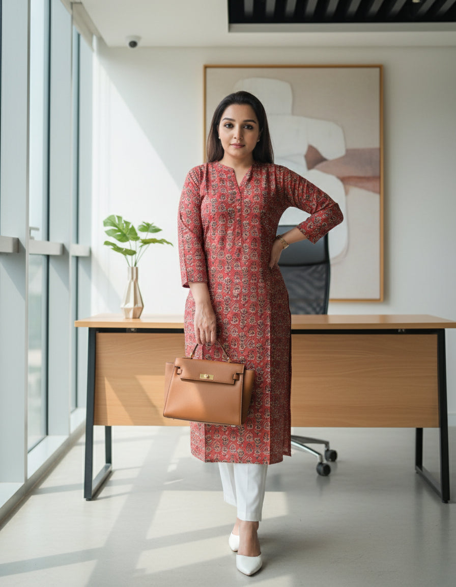 Maroon Block Print kurta