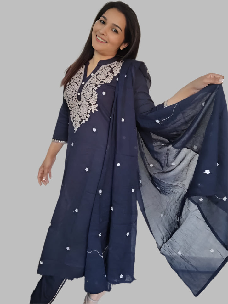 Blue Embroided Kurta set
