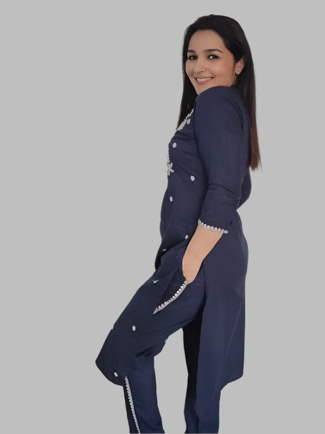 Blue Embroided Kurta set