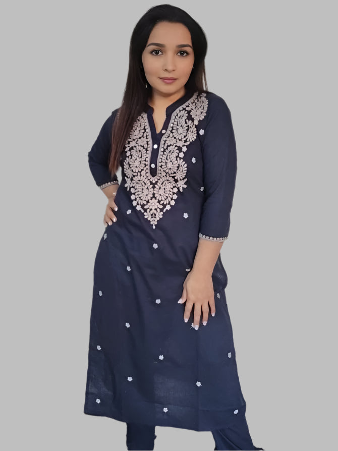 Blue Embroided Kurta set