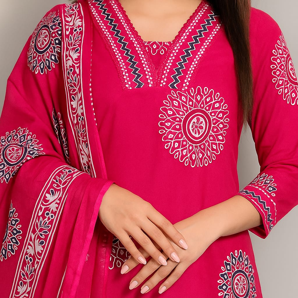 Red Pleated INF kurta set