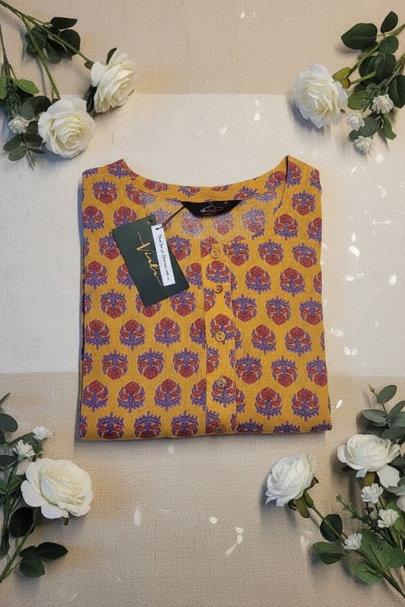 Yellow Handy Print kurta
