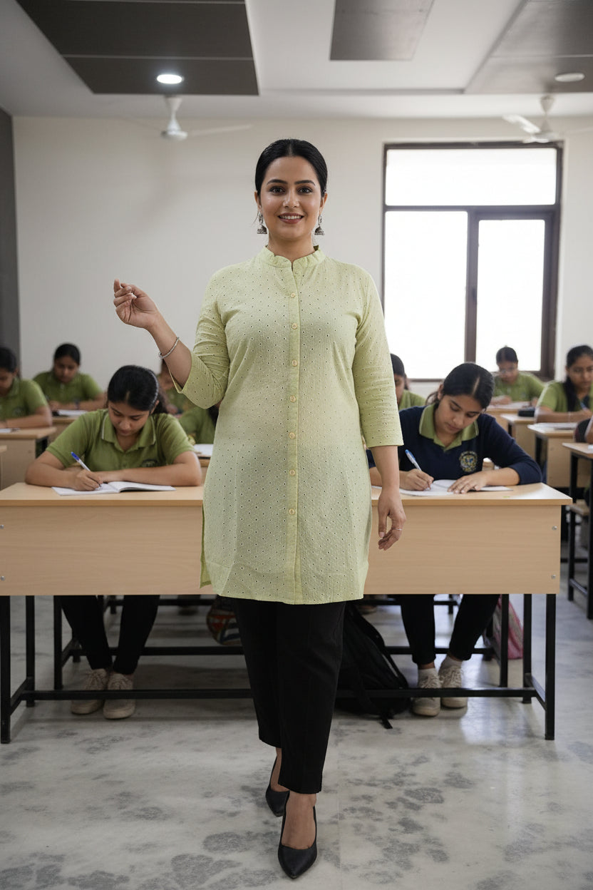 Green Shifly Cotton Short Kurta