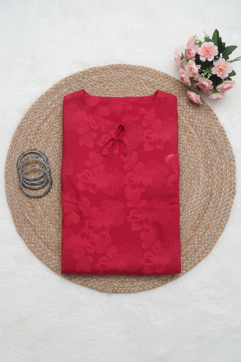 Red Floral Print Kurta