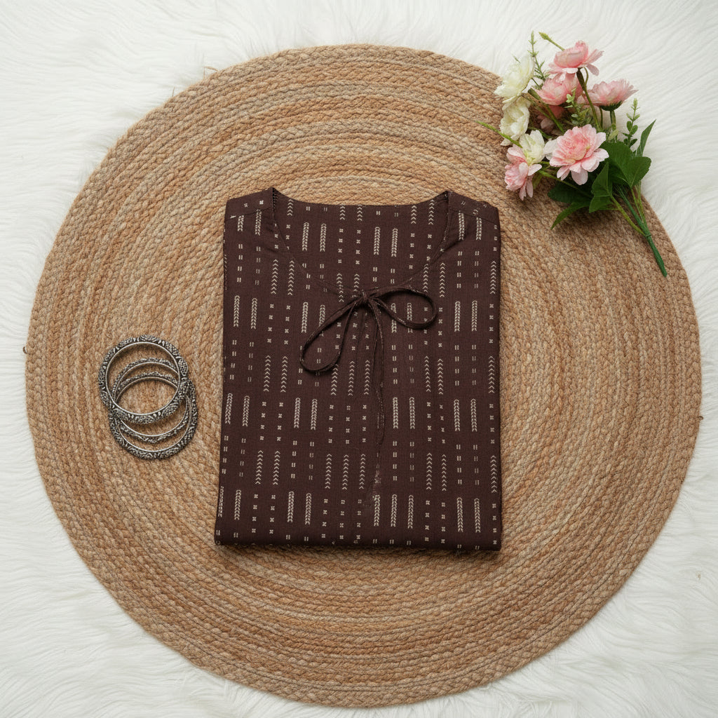 Chocolate Brown Printed Kurta