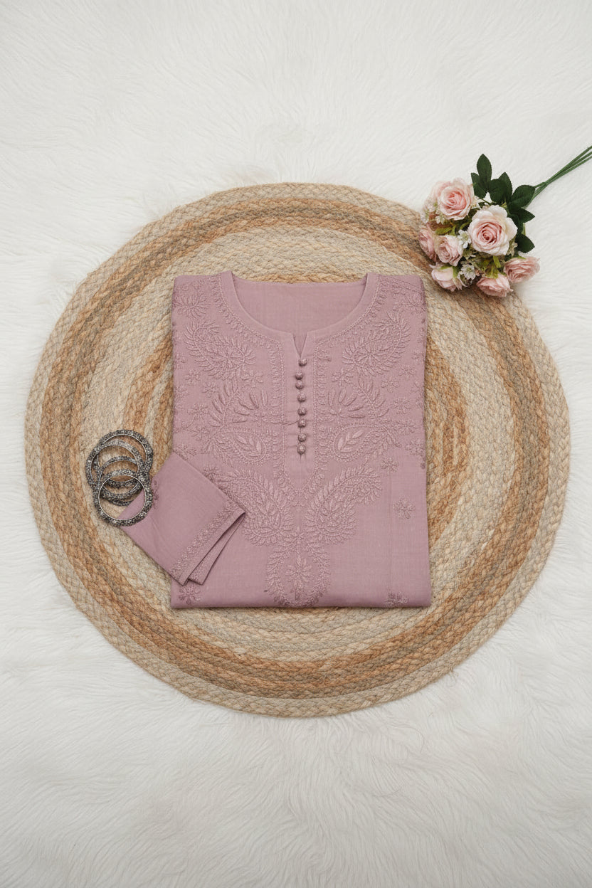 Amber Brown Cotton Chikankari Kurta