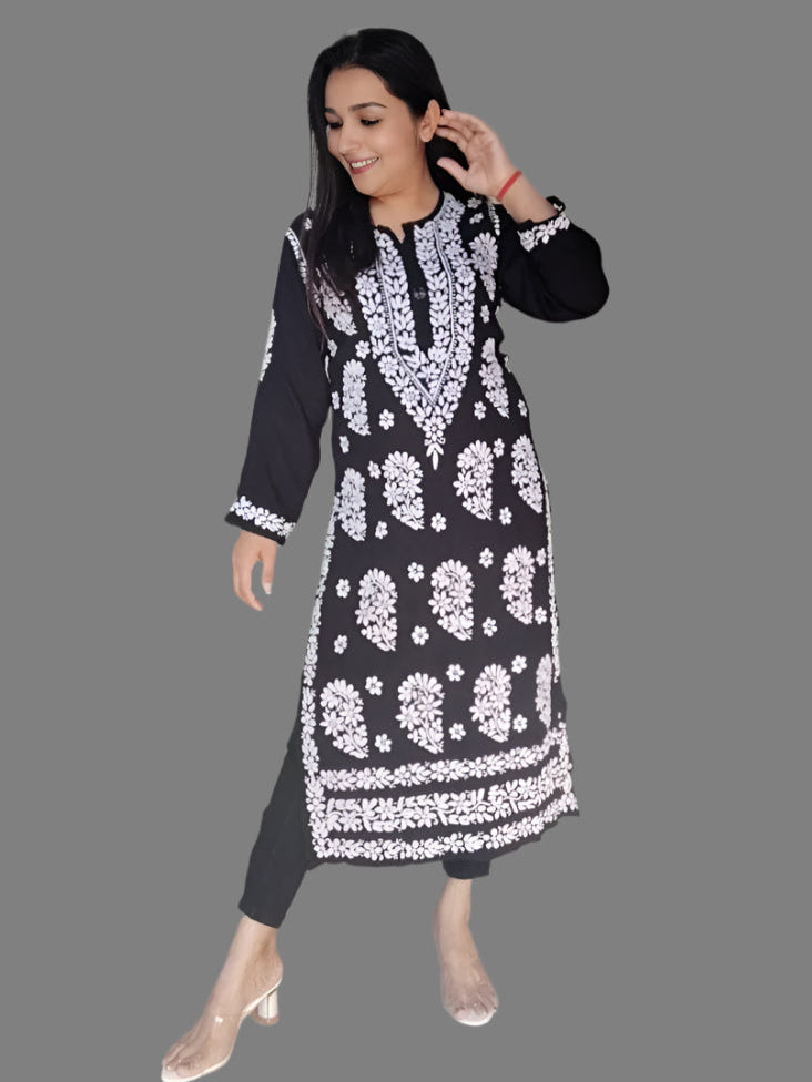 BLACK PREMIUM MODAL CHIKANKARI KURTA