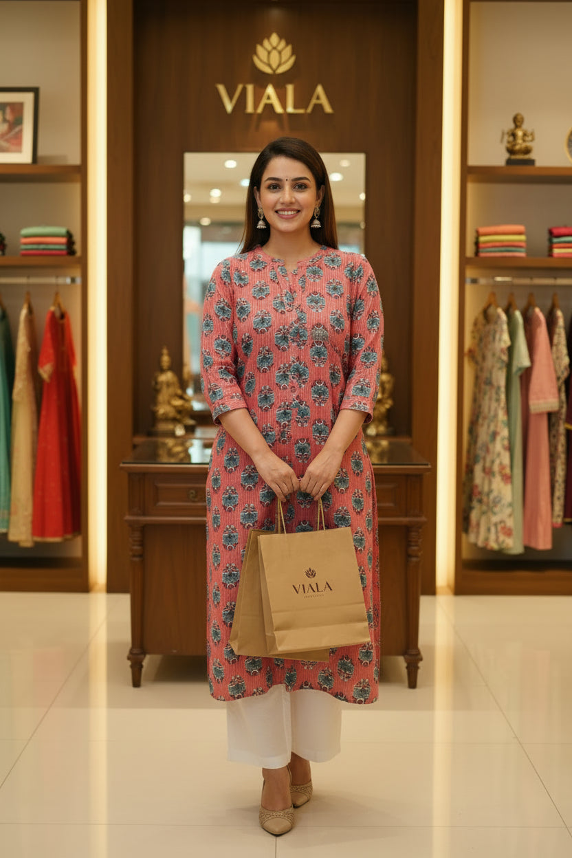 Red Printed kurta