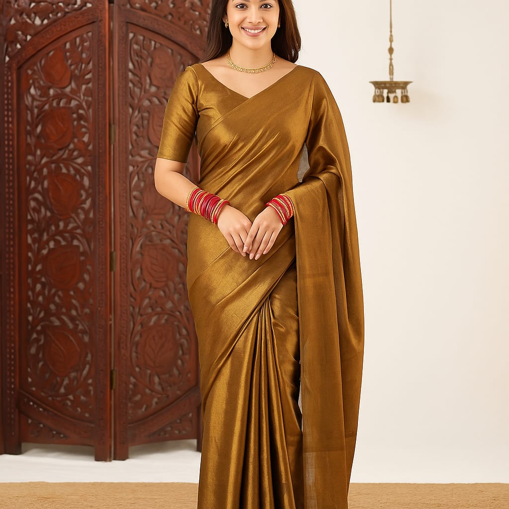 Metallic Gold Tissue Saree