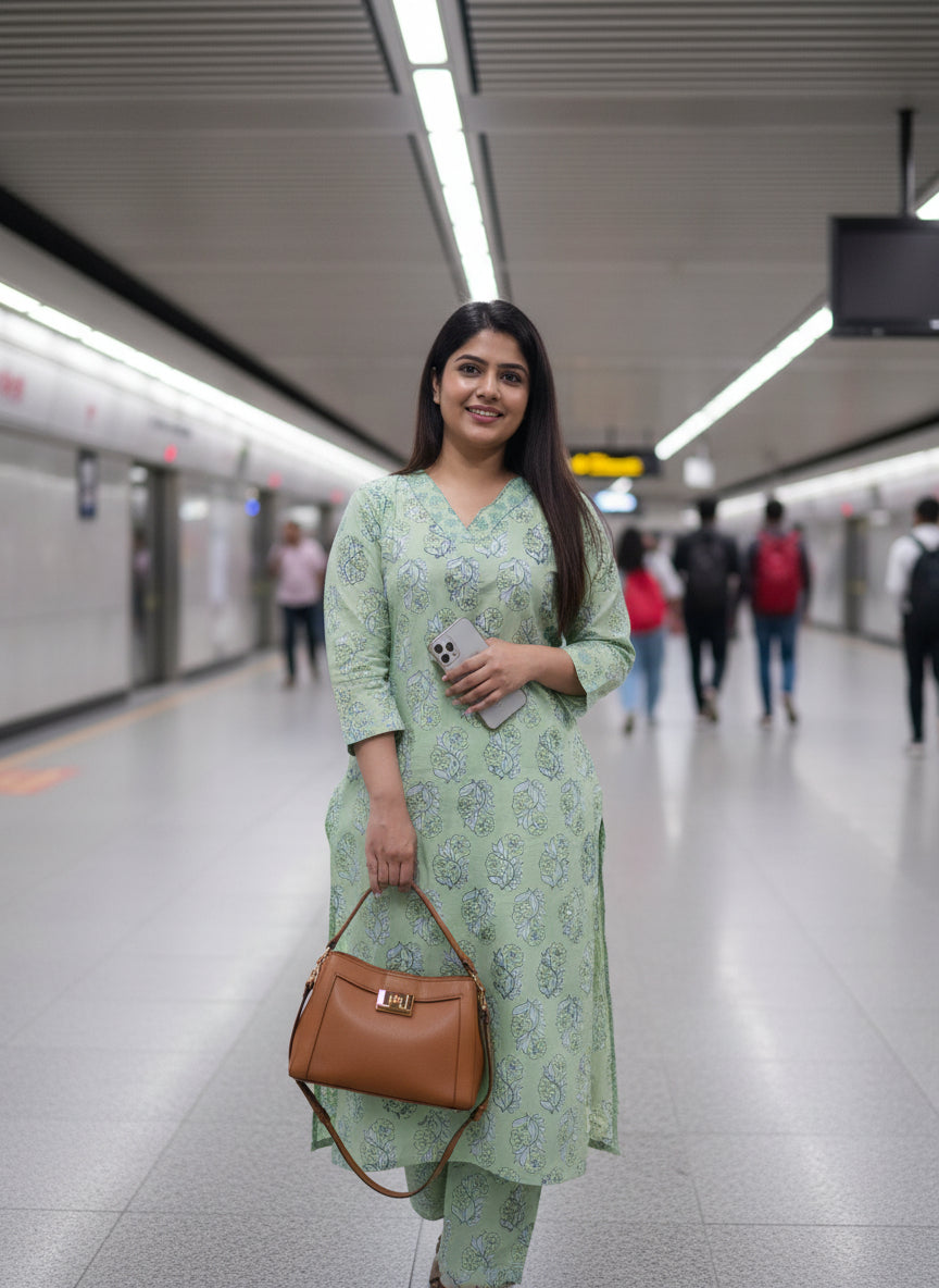 Green Gulzar Kurta set