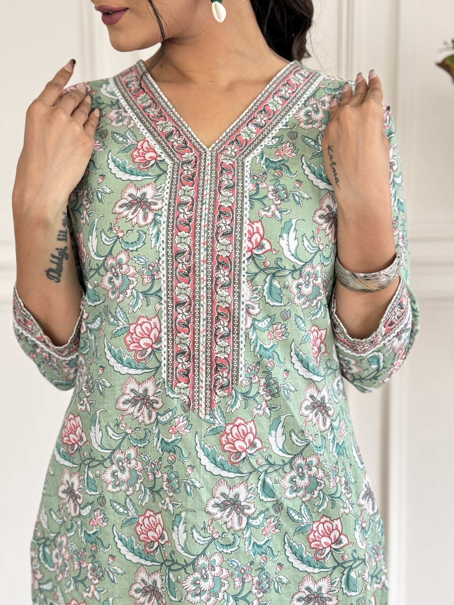 Green Bloosom Shree Coord Set