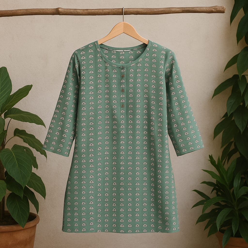 Green Cotton Novy Tunic Top
