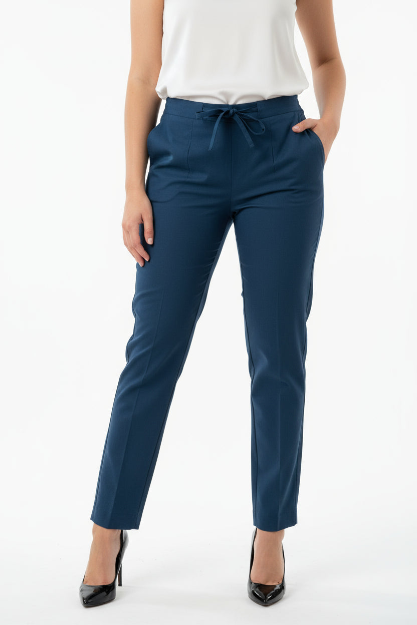 Blue Linen Straight Pant