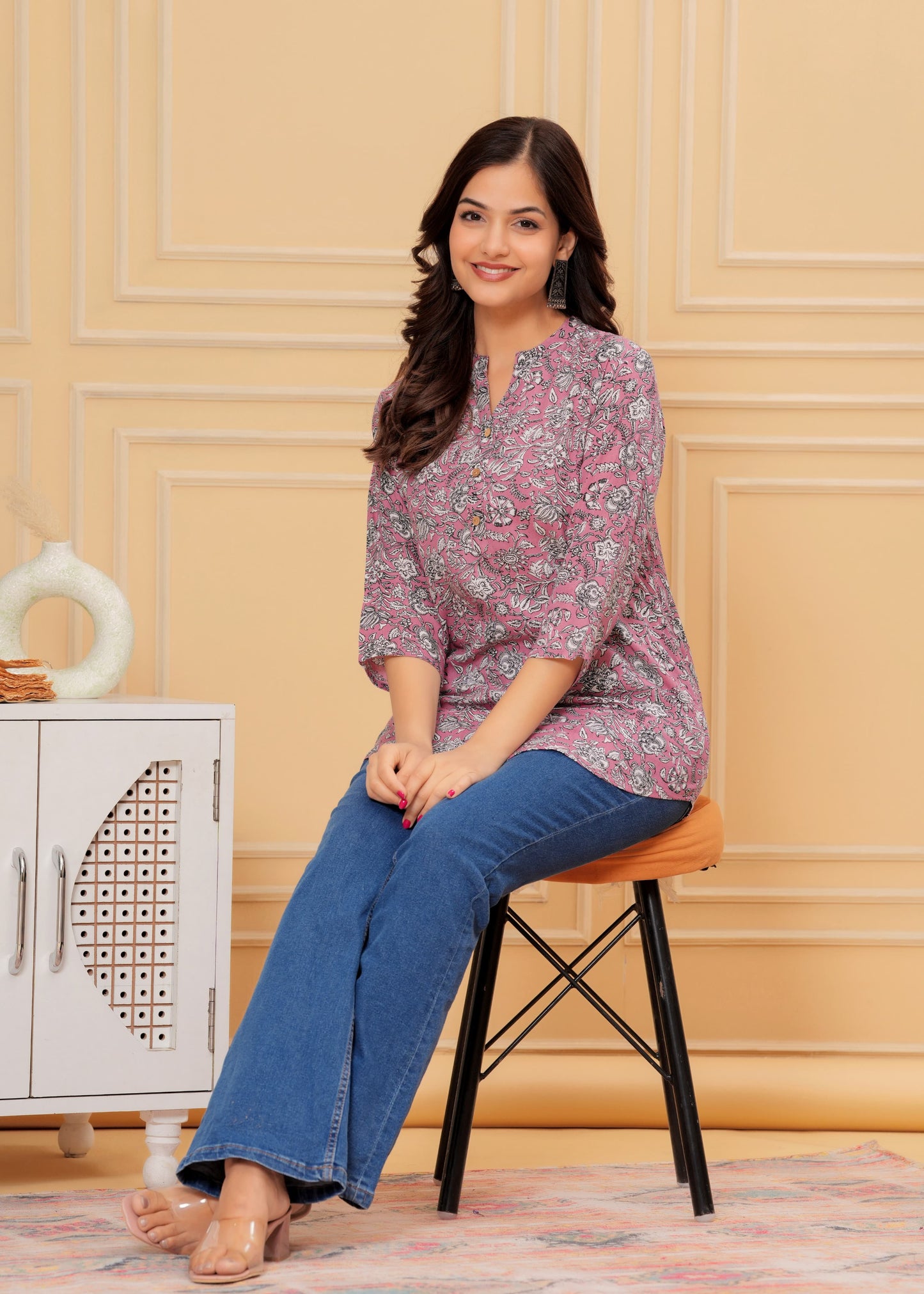 Pink Cotton Texo Tunic Top