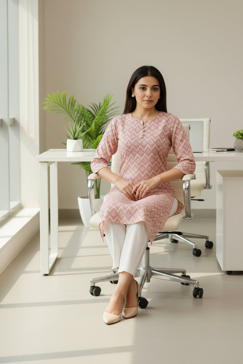 Pink Zik-Zak Printed kurta