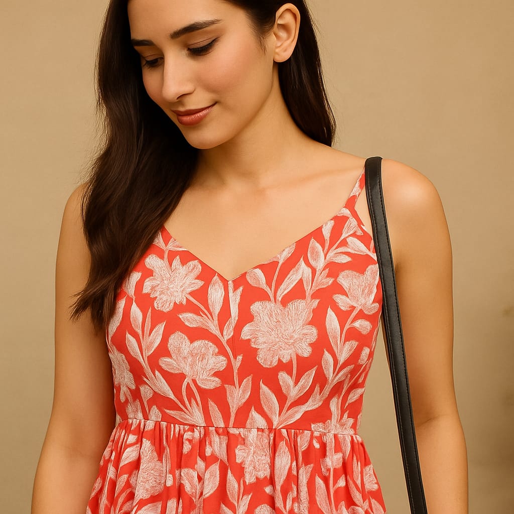 Red Cotton Strappy Kurta