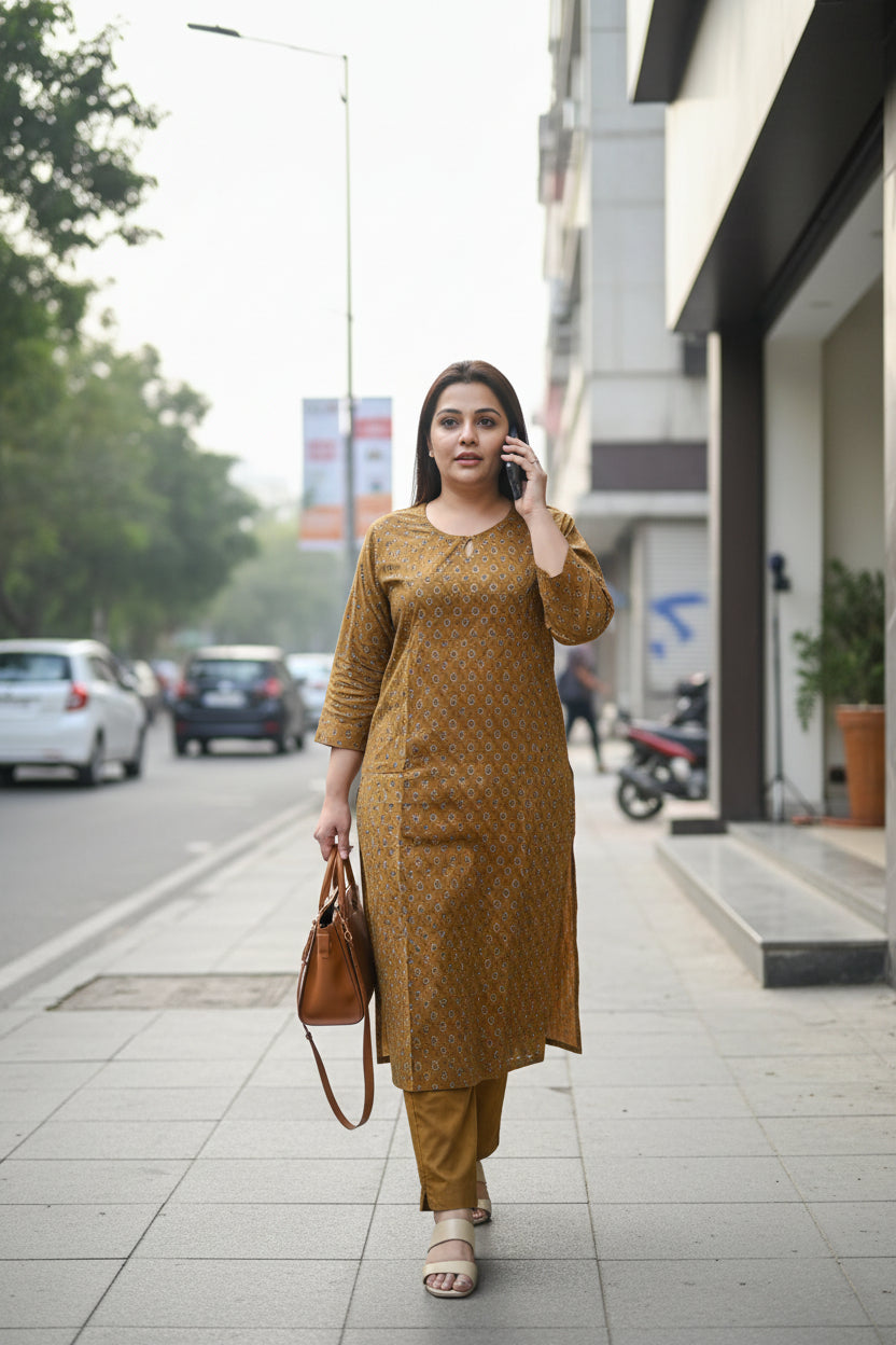 Yellow Summer Print Kurta