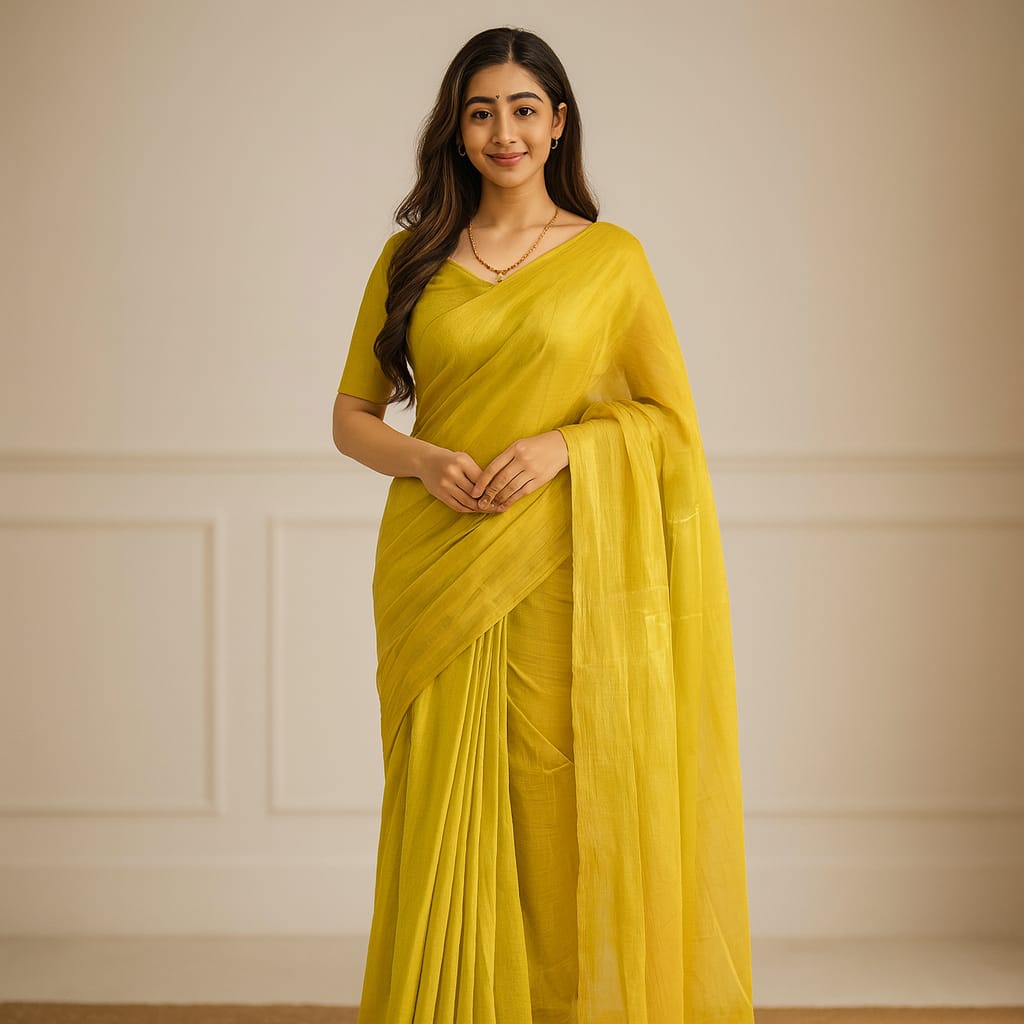 Metallic Yellow Tissue Saree