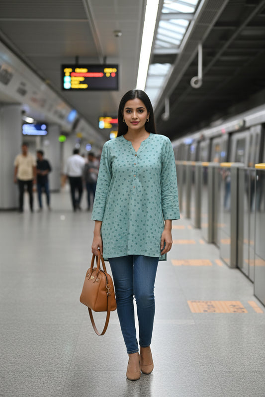 Green Polka Noory Tunic top