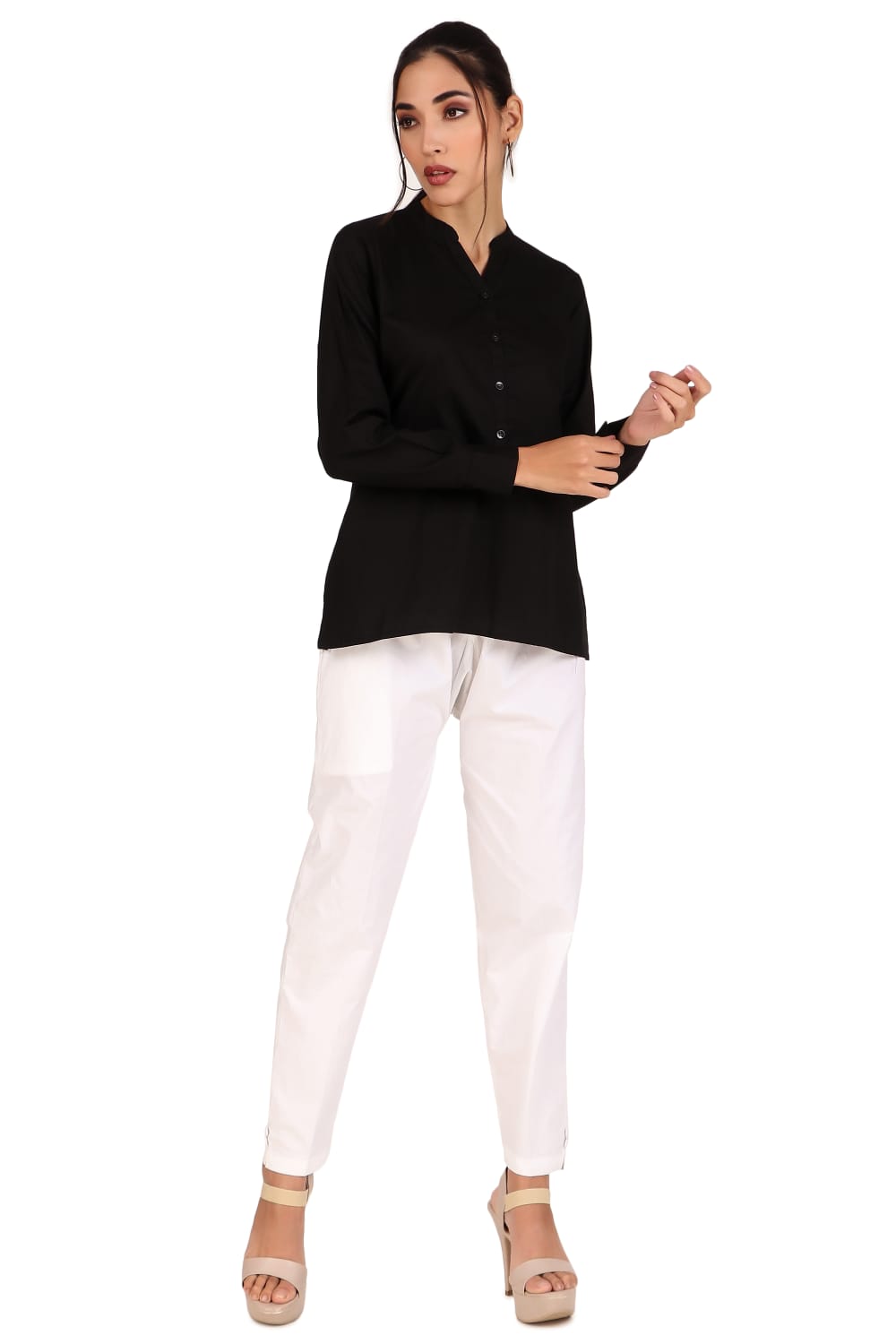 Black Solid Noory Tunic Top