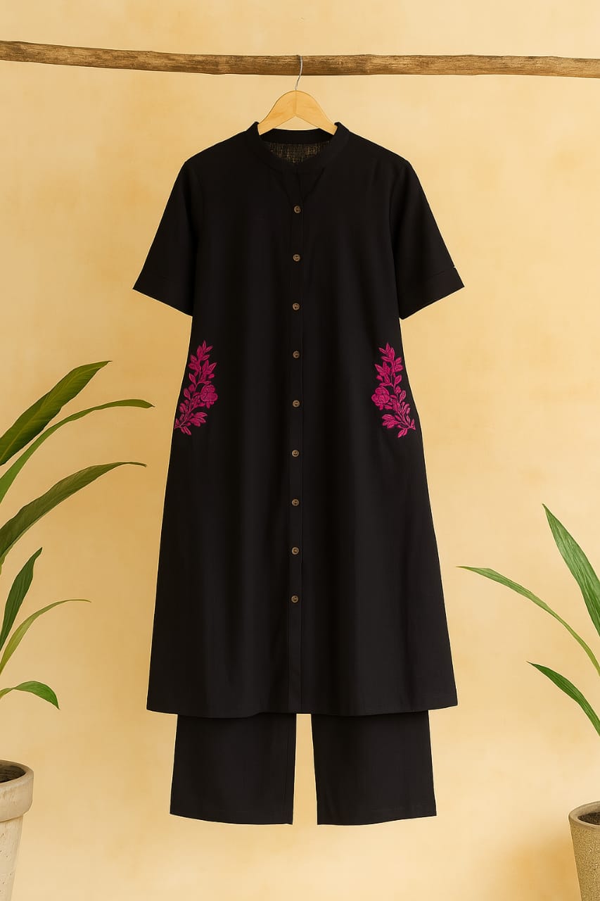 Solid Black Alina Coord Set