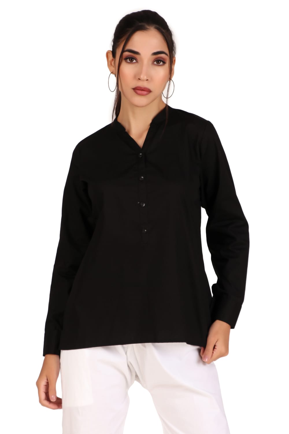 Black Solid Noory Tunic Top