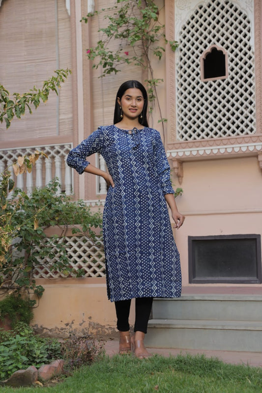 Indigo Print Bandhani Kurta