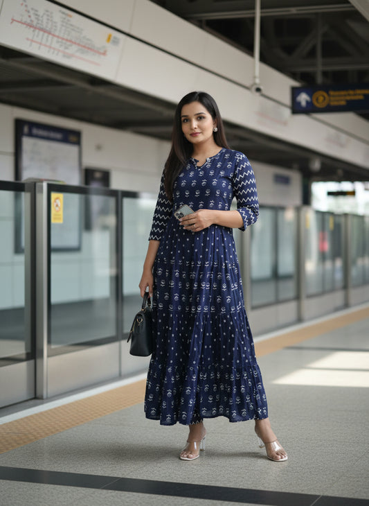 Blue Aline INF Kurta Set