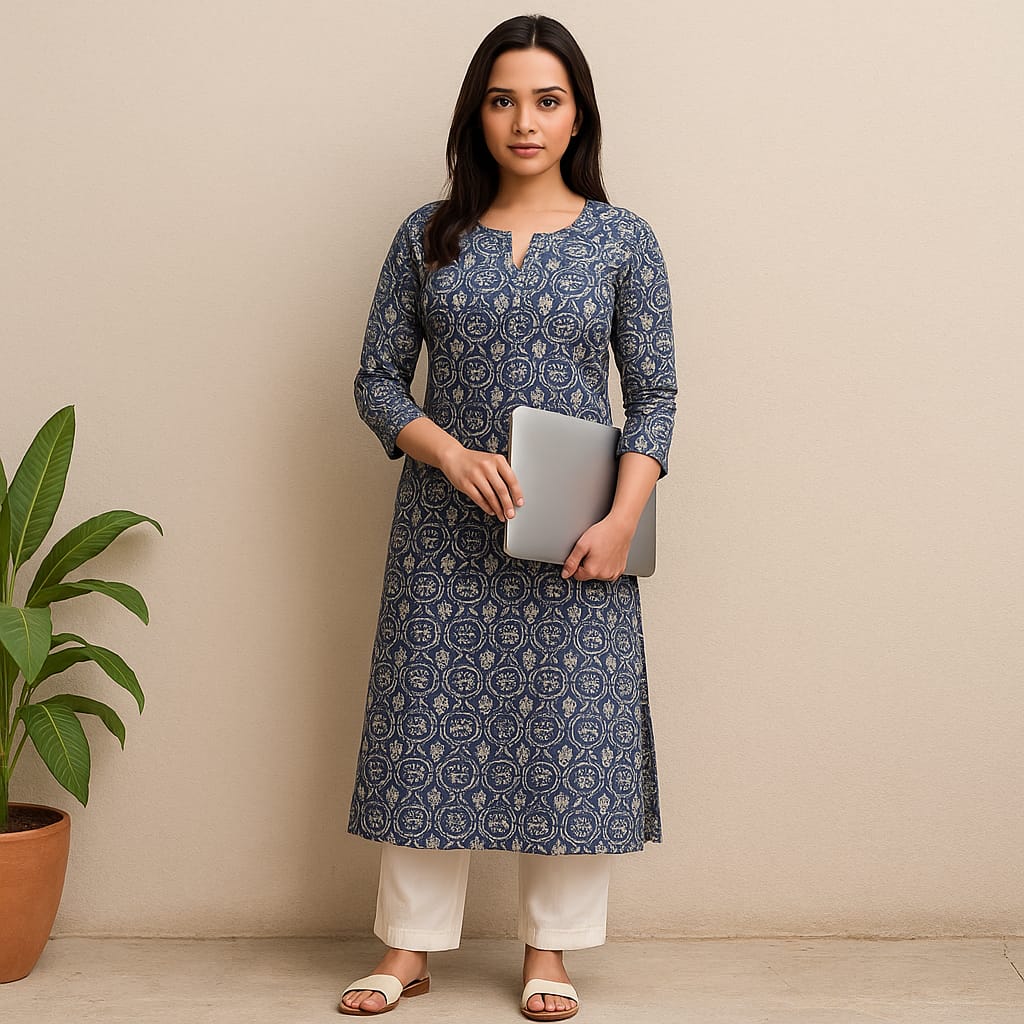 Blue Andy Print Kurta
