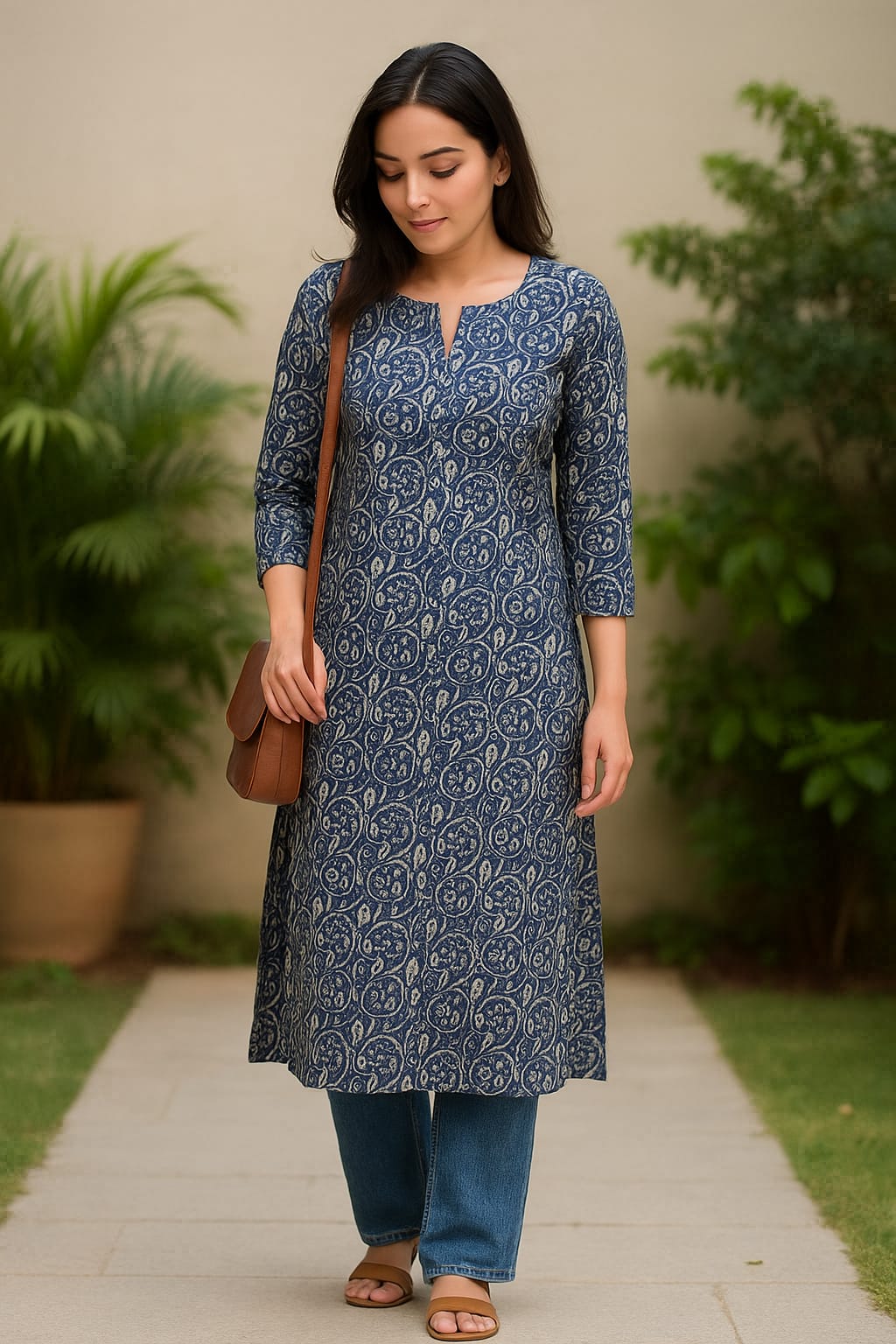 Blue Andy Print Kurta