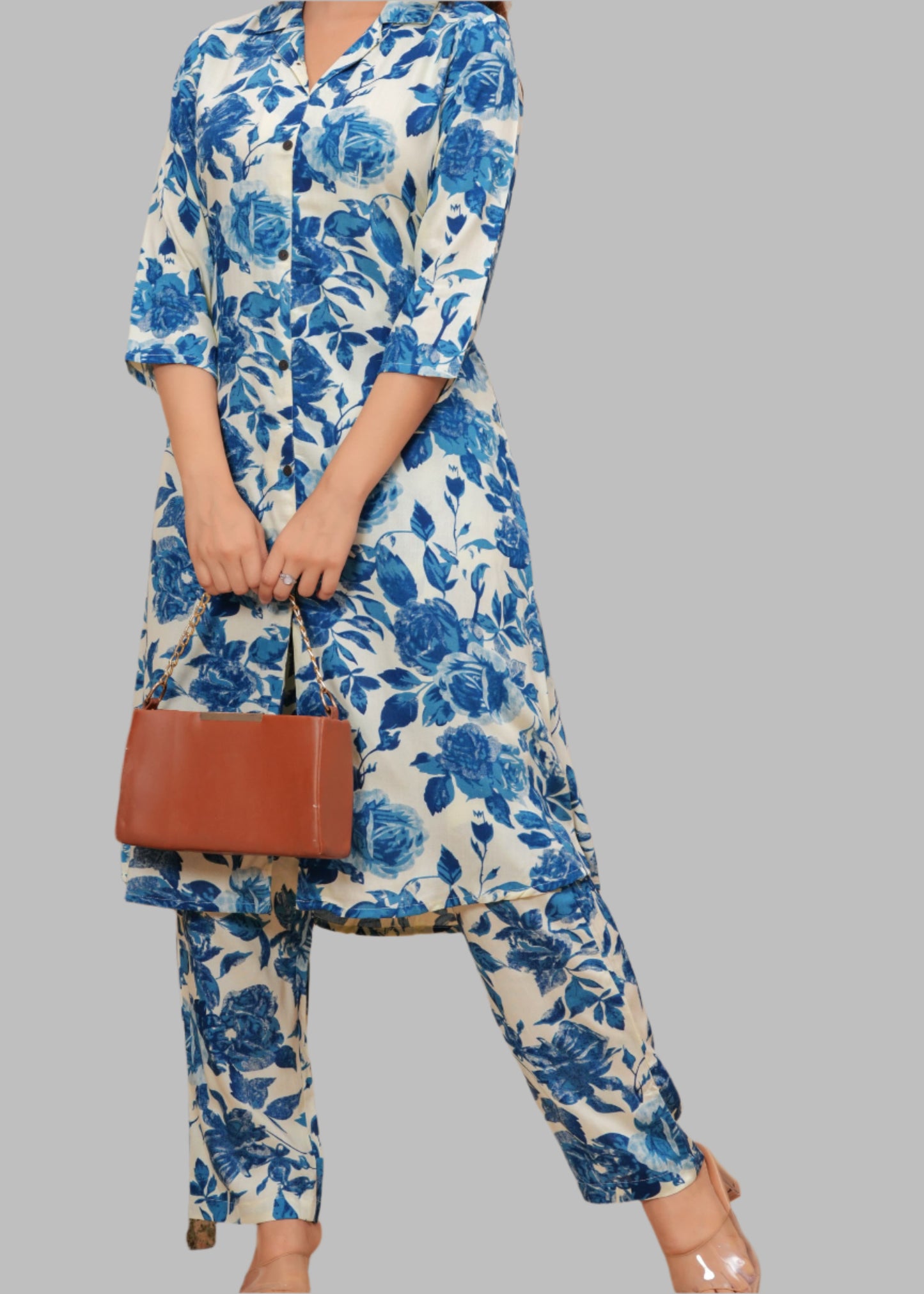 Blue  Bloosom Infy Coord set