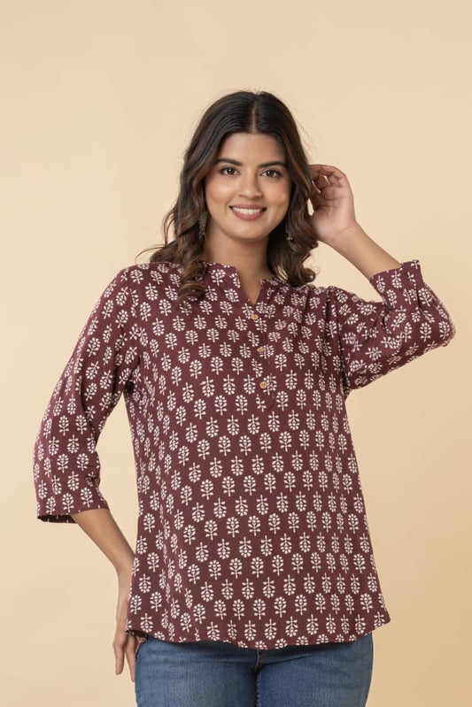 Brown Handy Texo Tunic Top