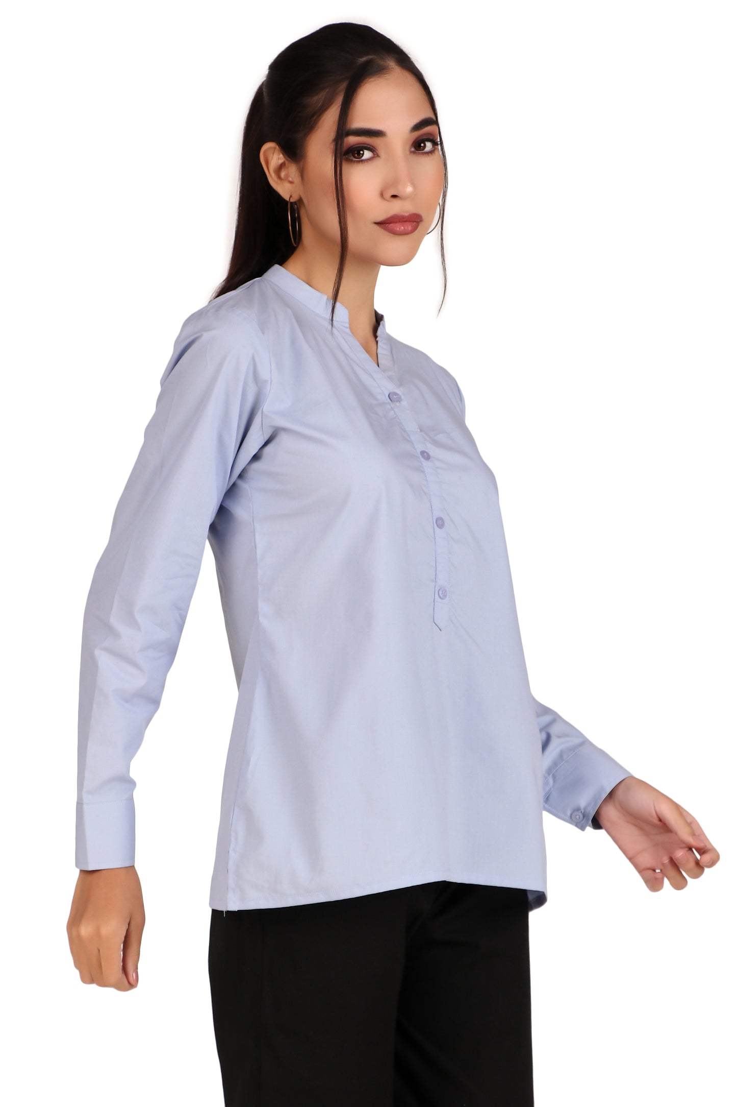 Pastel Blue Solid Noory Tunic Top
