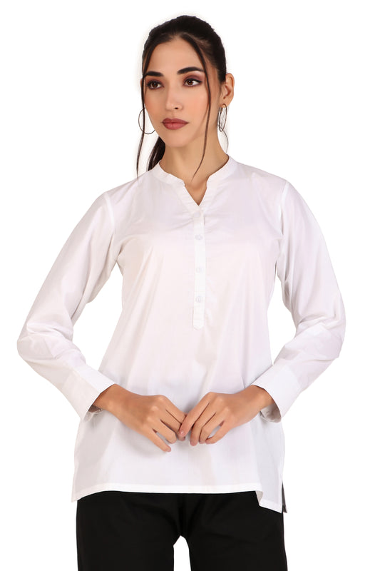 WHITE SOLID NOORY TUNIC TOP