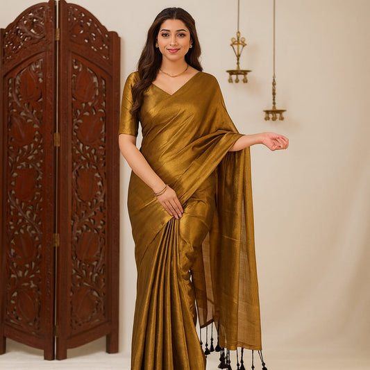 Metallic Gold Tissue Saree