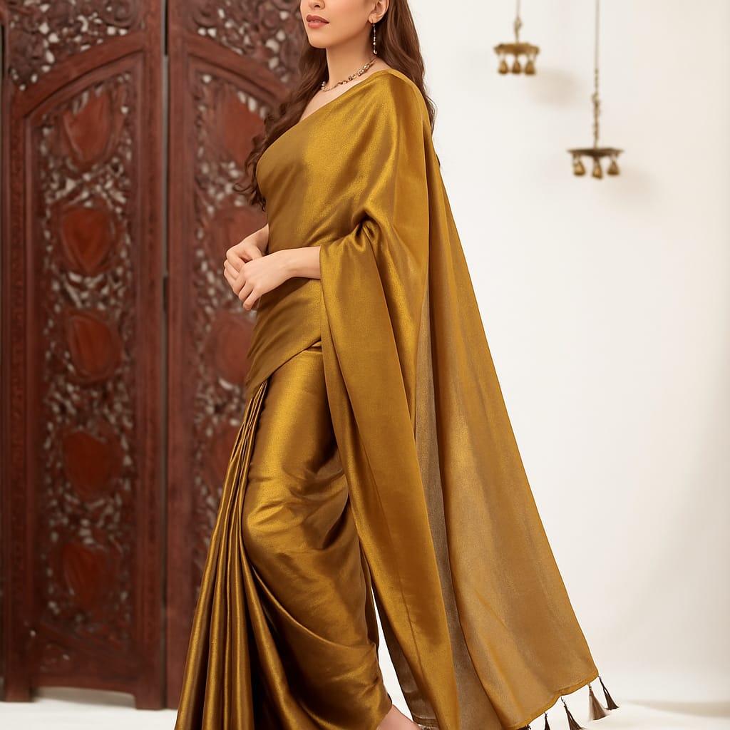 Metallic Gold Tissue Saree
