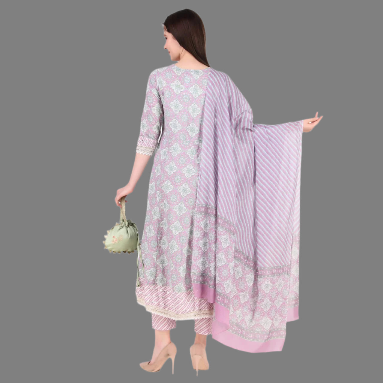 Lavender A-line Kurta set