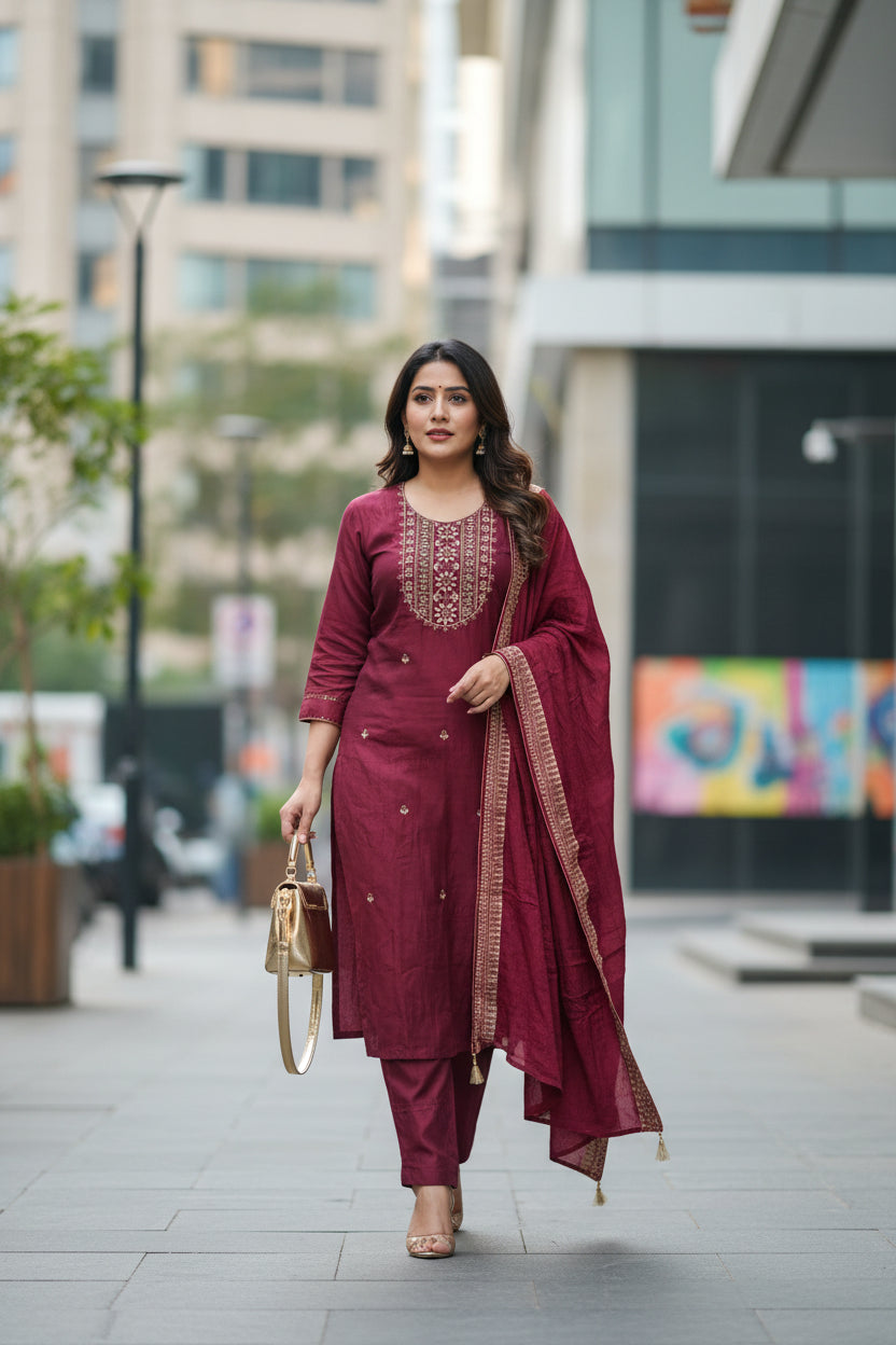 Maroon Vanhula Kurta Set