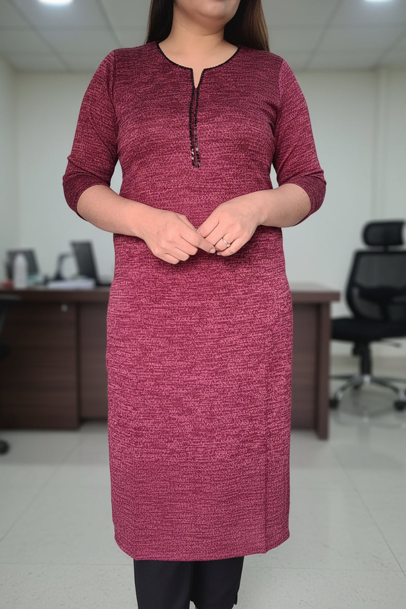Maroon Attitude Winter Kurta