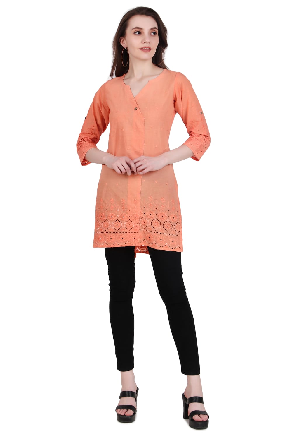 Peach Chicky Short Kurta